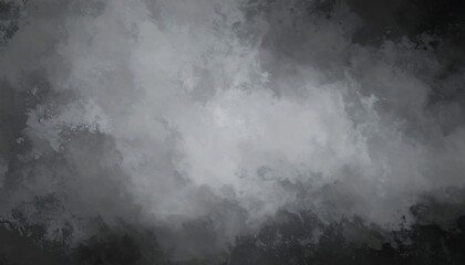 Abstract Dark Gray and Black Grunge Background Texture with Watercolor Cloud Effect, Dark grunge metal background with abstract white light texture of night storm clouds and black fog