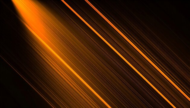 Abstract Diagonal Orange and Yellow Light Lines on Black Background for Speed or Technology