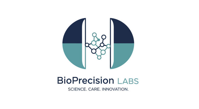 BioPrecision LABS Logo Featuring Molecular Structure and Science Care Innovation.