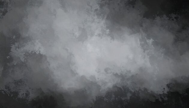 Abstract Dark Gray and Black Grunge Background Texture with Watercolor Cloud Effect, Dark grunge metal background with abstract white light texture of night storm clouds and black fog - Powered by Adobe
