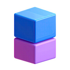 Fototapeta premium Two stacked, glossy, colorful, simple 3D cubes