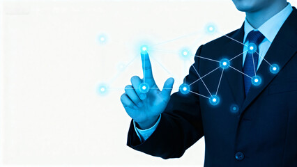 Businessman interacting with digital network