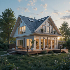 Energy efficient house and utilities Concept of house autonomy Smart homes powered by renewable energy and designed for efficient utility usage Future of sustainable living