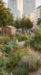 Fototapeta premium Inspiring Community Garden Stewardship Authentic Urban Eco-Education for Modern Marketing Campaigns and Social Media
