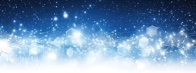 Digital blue scape with hexagons and network connections