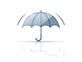 Icon of "Umbrella" with its reflection and isolated on a blank background. Vector Illustration