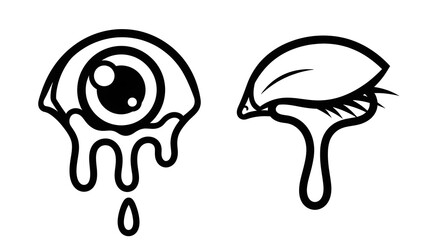 Abstract illustration of a dripping eye and eyelid, showcasing emotion and surrealism, suitable for artistic projects
