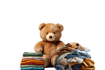 服の断捨離をするテディベア