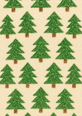 Obraz premium Hand-drawn evergreen tree pattern.