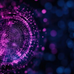 Obraz premium A vibrant, abstract design featuring concentric circles and luminous dots, creating a futuristic digital atmosphere.