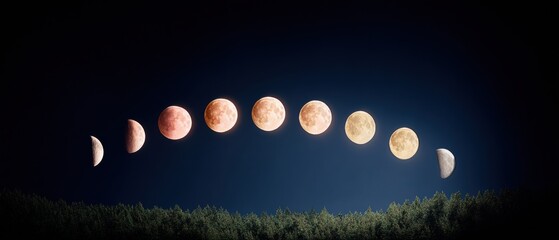 Premium Lunar Phases Sequence Inspiring Celestial Movement for Education and Science Advertising, Authentic Natural Cycles Content