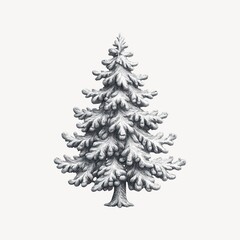 Fototapeta premium Snowy evergreen tree illustration.