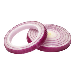 Two slices of red onion isolated on transparent background, fresh and vibrant