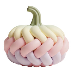 Braided pastel pumpkin isolated on transparent background for autumn decoration