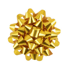Shiny metallic gold gift bow for present wrapping