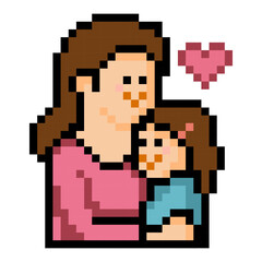 Mother And Child Pixel Art
