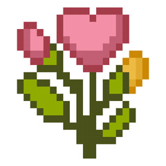 Obraz premium Pink and Yellow Pixel Flower