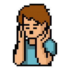 Fototapeta premium man Pixel Art Thinking Pose