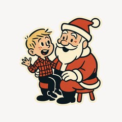 Naklejka premium Retro Santa Claus child illustration