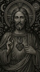 Fototapeta premium Sacred art depicting Jesus mobile wallpaper