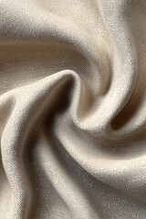 Close-up macro shot of cotton fabric folds in soft neutral tones, showing fine weave texture and natural wrinkles, high-resolution textile background.