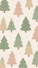 Fototapeta premium Festive pastel Christmas trees mobile wallpaper