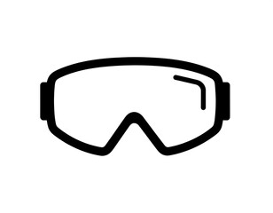 Black and white minimalist outline of ski or snowboard goggles