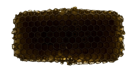 Golden Honeycomb Background With Dark Honey Isolated