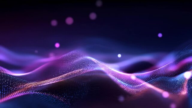 ネオンカラーの抽象的な波形：テクノロジー・AI・データ通信をイメージした背景動画