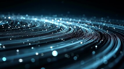 Abstract blue light trails and particles, futuristic technology background. - Powered by Adobe