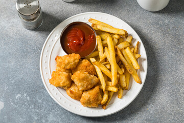 Healthy Breaded Chicken Nuggets and French Fries
