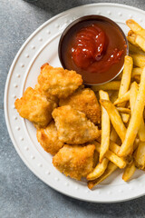 Healthy Breaded Chicken Nuggets and French Fries