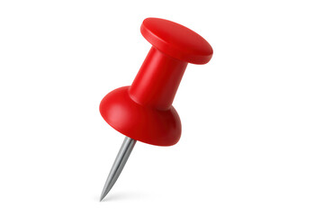 Red pushpin holding important note or marking location, 3d rendering with transparent background