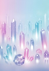 Pastel Hues and Crystal Formations, an Ethereal Abstract Dreamscape