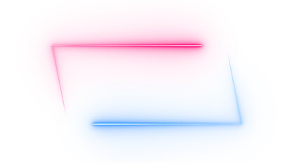 Illustration of two angled glowing neon frames, one pink and one blue, isolated on transparent background