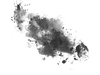 Abstract Black Splatter Watercolor Texture PNG Shape on Transparent Background