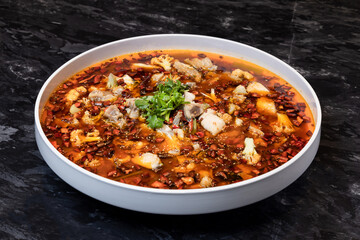 Spicy Boiled Fish with Chili and Peppercorns, Traditional Chinese Cuisine