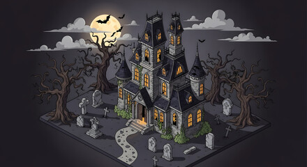 isomatric halloween night background