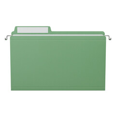 Green blank hanging file folder with metal rail