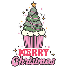 Christmas cake illustration vector, merry christmas