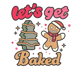 Christmas cake illustration vector, let's get baked