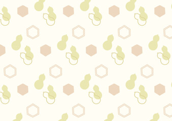 ひょうたんと亀甲のシンプルなシームレス背景