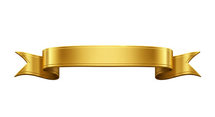 Golden Ribbon Banner With Stitched Edges On Golden Background