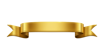 Golden Ribbon Banner With Stitched Edges On Golden Background