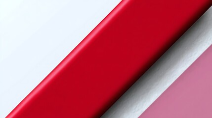 Abstract Composition of Red and White Smooth Surfaces Creating Modern Visual Appeal