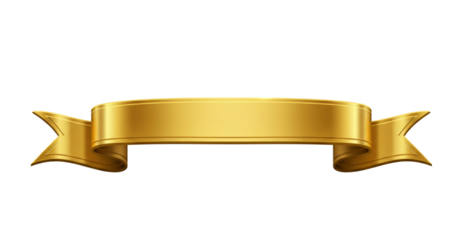 Golden Ribbon Banner With Stitched Edges On Golden Background