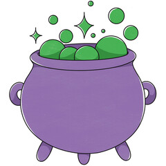 Witch's cauldron with bubbling potion