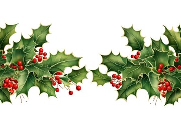 Holly plant leaf white background.