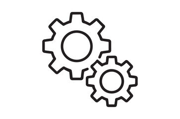 Simple black and white illustration of two interlocking gears design