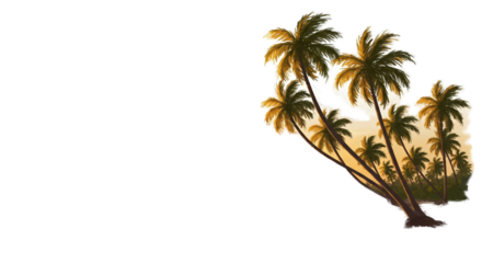 Golden Sunset Palms Tropical Beach Paradise Warm Glow